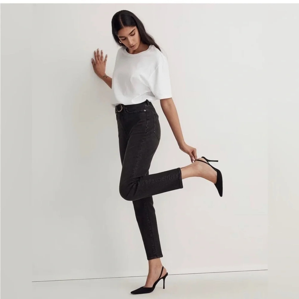 Madewell The Momjean High Rise Straight Jeans Black Size 24